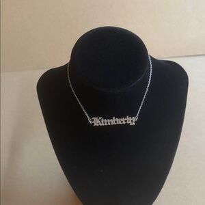 stainless steel  'Kimberly' Name plate anklet w/ adjustable chain clasp closure